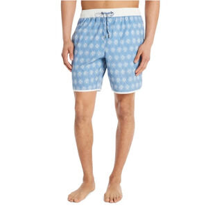 George Men's Size XL (40-42) Dolphin Hem Swim Trunks with UPF50+ Blue Tribal